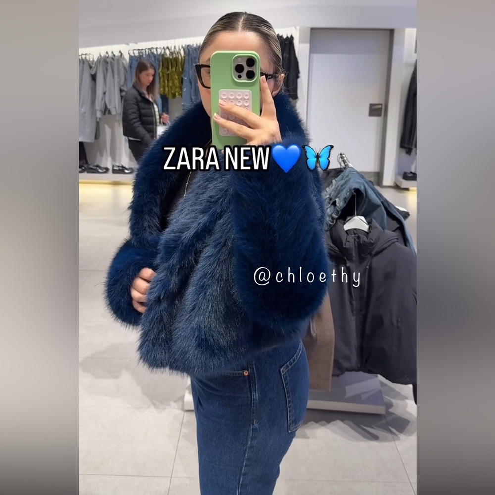 Zara FAUX FUR SHORT COAT - Picture 8 of 16